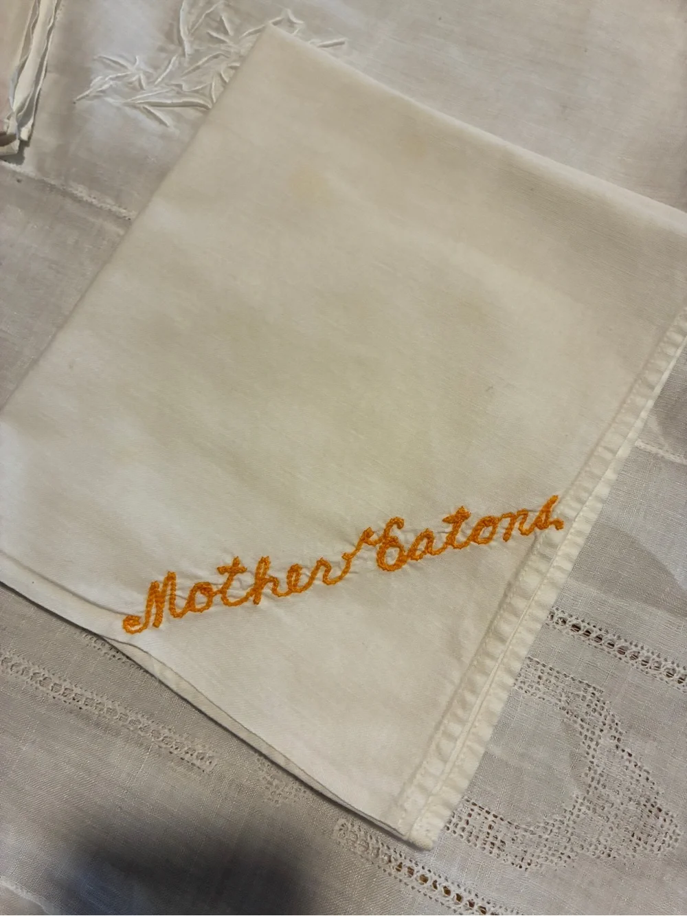 Vintsge Embroidered Monogram Linen Napkins/Towels